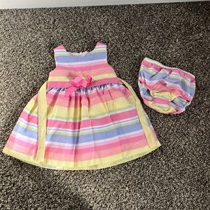 LIKE NEW-Bonnie Baby striped dress size 12 month